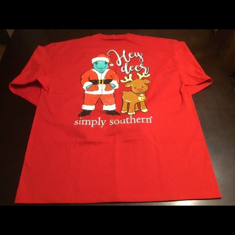 NWT SANTA TURTLE TEE IN RED BY SIMPLY SOUTHERN XL